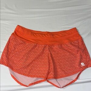 Oiselle Bright Orange Geometric Shorts